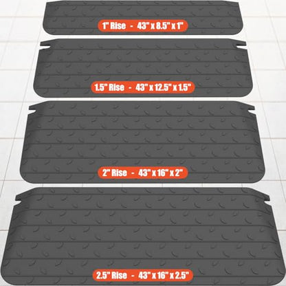 1" - 4" Rise Height Heavy-Duty Rubber Threshold Ramps, Cuttable Entrance Doorway Ramp, Non-Slip Curb Ramps, Loading Ramps for Wheelchair Scooter Car Outdoor Indoor (2" Rise) - size: 2" Rise