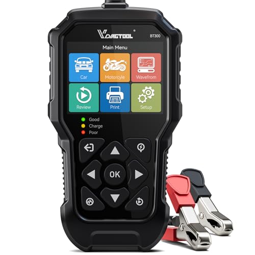 Car Battery Tester 12V 6V VDIAGTOOL BT300, 5-3000 CCA Load Tester Starter Alternator Tester Automotive Charging Cranking System Tester for Motorcycle Car Truck SUV ATV Boat