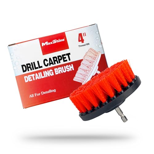 Maxshine 4” Universal M8 Medium-Duty Drill Brush – Upholstery & Carpet Scrubber Attachment for Car Detailing, Fabric, Seats, Floor Mats & Home Cleaning – Removes Stains, Grime, Spots & Buildup - size: 4"