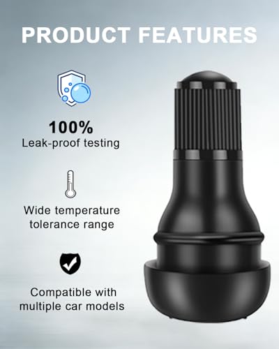 Riseuvo 5 Pcs TR412 Rubber Snap-in Tire Valve Stems - Fits Standard 0.453" Rim Hole for Car, Truck, SUV, Trailer Tires
