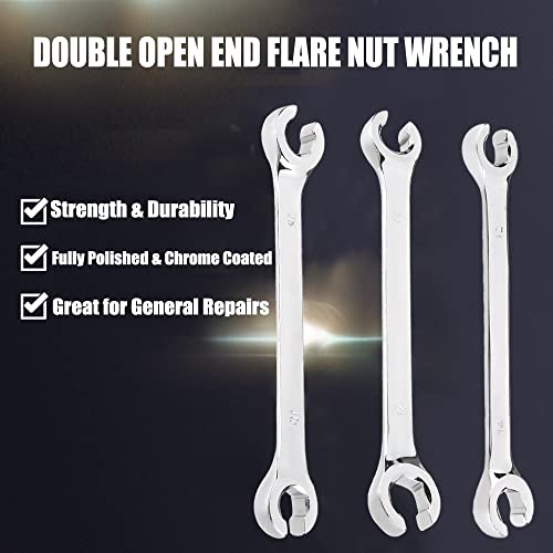 Double-ended Nut Wrench 15x17mm Flare Nut Wrench for Removing or Replacing Nuts on Fuel Brake or Air Conditioning Lines 1 Pcs - size: 15x17mm 1pcs