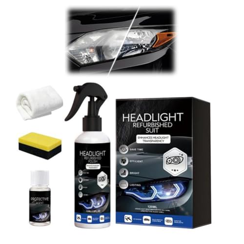 Car Headlight Restoration Kit - Fast Restoring to Like-New Car Headlight Cleaner Polishing for Oxidized, Yellowed Headlamps - for All Vehicle Types(180ml+10ml) - color: 1 Set