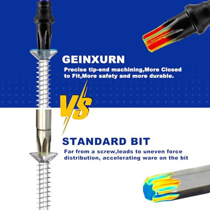 Geinxurn 2 In. Security T20 Impact Magnetic Screwdriver Bit Set, 15 Pieces #20 Torx Head Power Bit Set, S2 Alloy Steel Hollow Star Bit Set - size: 2"-15PCS, style: TT20