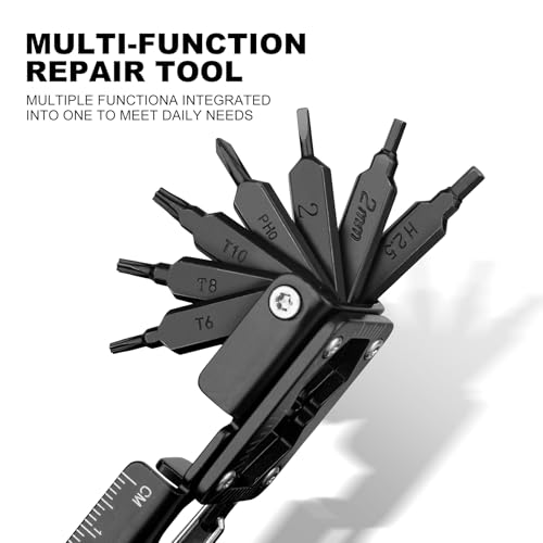 HAUTMEC 14 in 1 Bike Multitool, Mini Bike Repair Tool Kit for Road and Mountain Bikes, Lightweight S2 Stainless Steel Bike Tool With T6/8/10mm Wrenches and Phillips Screwdriver Multitool HT0419-BT - color: 14-in-1 Mini