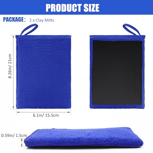 Windspeed 2Pack Clay Mitt, Microfiber Clay Bar for Car Detailing, Medium Grade Clay Bar Glove Clay Towel Auto Detailing for Cleaning Auto Clay Mitt (Blue) - color: Blue