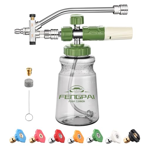 FENG PAI Pressure Washer Foam Cannon Dual-connector Accessory, 7 Power Washer Sprayer Nozzle, 1/4" Quick Connect Double Tip Attachment For Soap Cannon - color: Clear Foam Cannon
