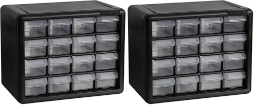 Akro-Mils 16-Drawer Plastic Drawer Storage Cabinet for Garage Organization, Beads, Makeup Organizer, Building Bricks Storage, Teacher Toolbox, 10-1/2" W x 6-1/2" D x 8-1/2" H, 10116 Black (Pack of 2) - color: Black, size: 16 Drawer, style: 2 pack