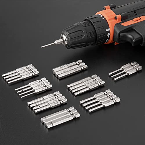 30 Piece Hex Head Allen Wrench Drill Bit Set, 1/4 Inch Shank Metric and SAE S2 Steel Hex Bit Set, Magnetic Tips 50mm Long (SAE+METRIC BITS) - style: 30 Piece Hex Head