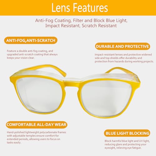 Feaglo Safety Glasses, Anti Fog Safety Goggles for Women Men, Blue Light Blocking Stylish Eye Protection Glasses Side Shield - color: Orange+purple+pink