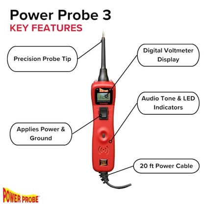 Power Probe 3 Circuit Tester, Supplies Power & Ground (PP3CSRED) - color: Red