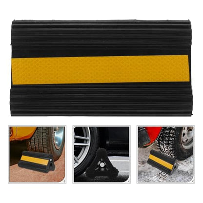 FOMIYES Heavy-Duty Rubber Car Wheel Chocks with Rope Handle, Non-Slip Trailer Stabilizer Chocks 210x115x105mm for Cars, Trucks, Rvs, and Airport Aviation Use