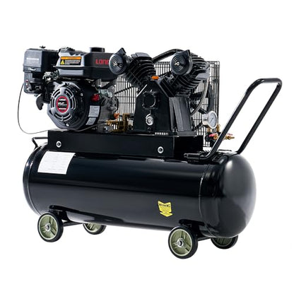 Albott 6.5HP Gas Air Compressor, 20 Gallon Portable Horizontal Tank | 196cc Loncin Engine Max 115PSI Pressure Pneumatic Tool Compatible Commercial and Residential Use - size: 20 Gal