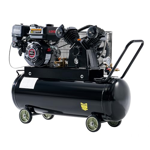 Albott 6.5HP Gas Air Compressor, 20 Gallon Portable Horizontal Tank | 196cc Loncin Engine Max 115PSI Pressure Pneumatic Tool Compatible Commercial and Residential Use - size: 20 Gal