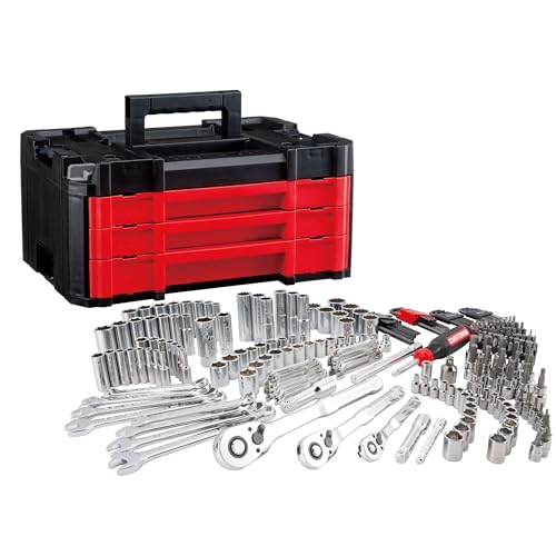 Craftsman 262-Piece Mechanic Tool Set with 3-Drawer VERSASTACK Box, SAE and Metric Socket Set, Car and Motorcycle Tool Kit with Combination Wrenches and Spark Plug Sockets, 90-Tooth (CMMT45309) - style: Craftsman 262-Piece Mechanic Tool Set with 3-Drawer