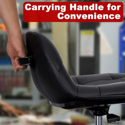 Rolling Stool with Wheels, Adjustable Shop Stool Mechanic Seat, Garage Shop Roller Work Chair, Mobile Rolling Seat with Tool Tray, 2 Cup Holders, 4" Casters, 350 LBS, Heavy-Duty, Black - color: Black