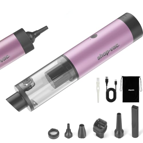 Shop-Vac S4 15000Pa Handheld Mini Car Vacuum Cordless, LED Light, Purple | 4-in-1 Multi-Function Desk Vacuum, Brushless Motor, Multiple Nozzles, 2 Modes, for Car, Home, Office, Keyboard Cleaning - color: Purple