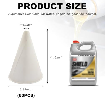 DXNQ 60PCS Disposable Engine Oil Funnels, Paper Cone Funnel Motor Oil Funnel Dispensers for Oil Change, Automotive Use No Spill Disposable Paper Funnels for Water Coolant Gas - color: 60 PCS