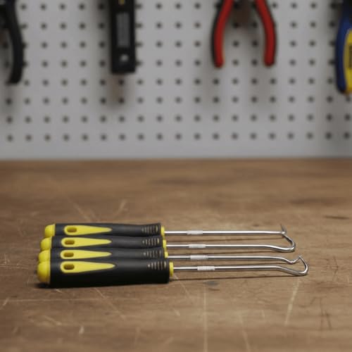 Set Precision Hook & Pick Tool Kit - 8PC Chrome Vanadium Steel O-Ring Gasket Puller with Anti-Slip Handle for Bicycle & Automotive Repair (6.5-Inch)‌