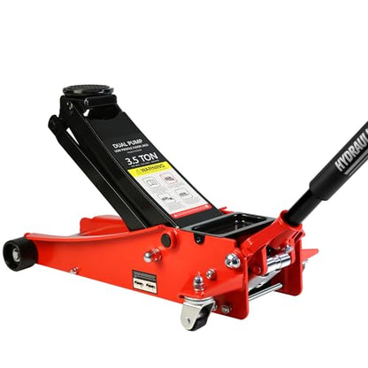3.5 Ton Low Profile Floor Jack Hydraulic Jack Heavy Duty Steel Floor Jack with Dual Piston Quick Lift Pump 3.5 Ton (7000 lb) Capacity Lift Range 4.0"-21.0" Red - color: Red 3.5T Dual Pump 4.0"-21.0"