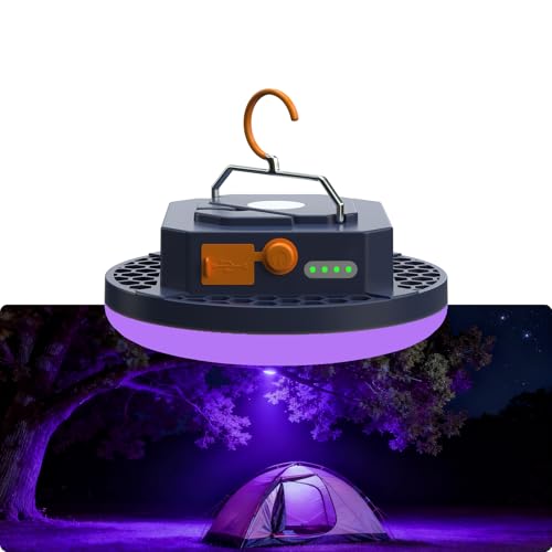 96 LED 395nm UV / 6500K Flashlight Camping Blacklight , 10000mAh Rechargeable, 3000 Lumens, Glow Lights for Party , Bedroom, Fluorescent Poster , Dog/Cat Urine , Bed Bug ,Halloween Black Light (UV) - color: UV