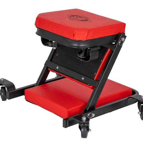 AFF 3-Way Mechanic Creeper & Shop Stool - Heavy Duty Low Profile Seat with Backrest Converts to Creeper & Garage Stool - for Garage & Shop Use - style: 3-Way Creeper Seat