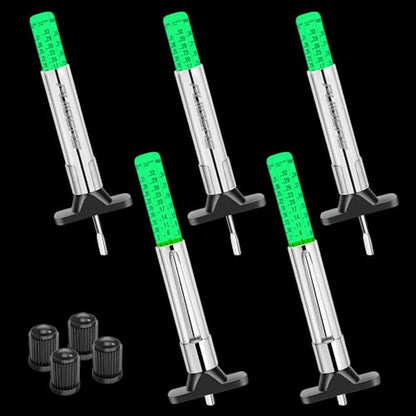 5 Packs Tire Depth Gauge 32nds, Luminescen Color Coded Tire Thread Wear Measure Tool with Pocket Clip, Tire Tread Depth Gauge with Dual Scale for Car,Truck,Moto - size: 5PCS
