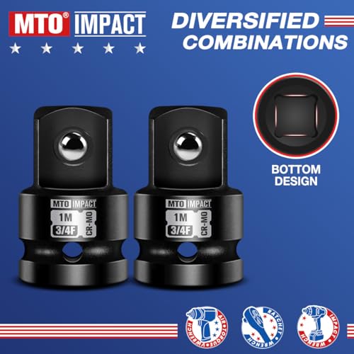 2 Pieces 3/4" Female to 1" Male Impact Socket Adapter, 3/4" Drive Impact Socket Adapter Set, Chrome Molybdenum Alloy Steel - size: 3/4" Female to 1" Male