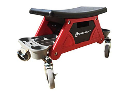 Powerbuilt Heavy Duty Roller Mechanics Seat and Brake Stool with 4-in. Rubber Swivel Casters Roll Over Anything, Big Seating Platform, Slide Out Tool Trays and Drawer 300 lb. Capacity – 240036 - style: Industrial