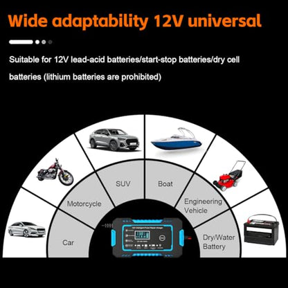 Mandark Car Battery Charger, 12V 6A Smart Fully Automotive Battery Trickle Charger, Portable Vehicle Battery Maintainer Desulfator with Temperature Compensation, Universal for SUV RV Truck (Blue) - color: Blue