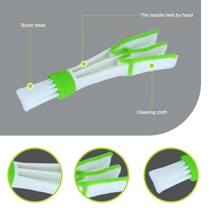 Set of 3 Mini Duster for Car Air Vent, 3 Arms Blinds Duster, Automotive Air Conditioner Cleaner and Brush, Cleaning Tools for Window Blinds, Keyboard, Air Conditioner Vents, Fans (Green)