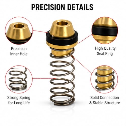 Air Throttle Valve Kit Trigger O Ring Replacement for 1/2" 3/4" 1" Pneumatic Impact Wrench, Tune Up Kit Repair Parts with Brass Valve, Spring & Seal Components - color: Brown