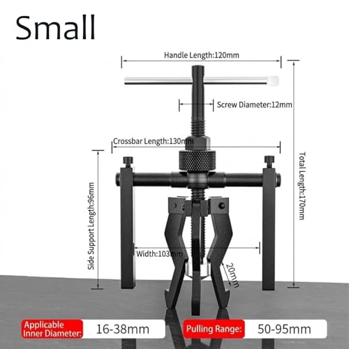 Multi-Function 3-Jaw Bore Puller Tool, Internal External Bearing Gear Extractor, Carbon Steel Guide Bearing Puller Kit for Manual Removal of Wheel Bearings Bushings Gears (Small + Large) - color: Small + Large