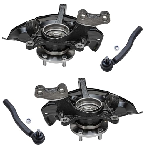 Detroit Axle - AWD Front Steering Knuckles & Wheel Hub Bearings + Outer Tie Rod Ends Replacement for 2004-2010 Toyota Sienna - size: 4SU48679/Kit