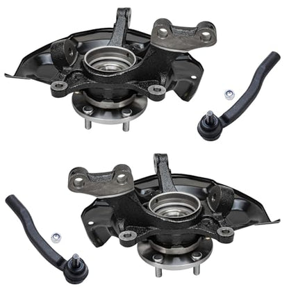 Detroit Axle - AWD Front Steering Knuckles & Wheel Hub Bearings + Outer Tie Rod Ends Replacement for 2004-2010 Toyota Sienna - size: 4SU48679/Kit