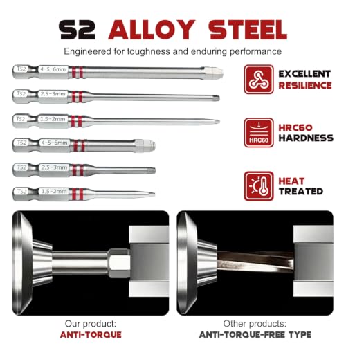 6PCS Pagoda-Shaped Magnetic Hex Screwdriver Bits Set, S2 Steel Impact-Rated 65mm 100mm Hex Shank, Anti-Slip High Torque for Impact Driver Electric Drill Home Repair