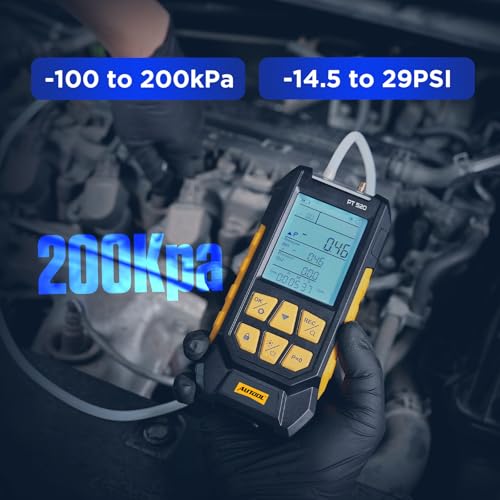 AUTOOL Manometer Gas Pressure Tester,Digital Manometer HVAC,10 Units Differential Dual Port Pressure Gauge -100 to 200Kpa,Data Zeroing with Backlight LCD Display