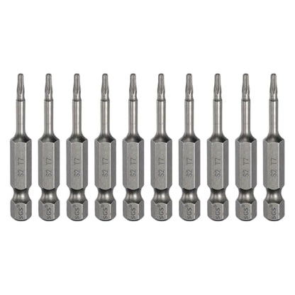 HARFINGTON 10pcs T7 Torx Head Screwdriver Bit 1/4" Hex Shank 2" (50mm) Long Magnetic No Hole Tip Tamper Proof 6 Point Star Screw Driver Drill Bits S2 Steel Industrial Power Screwdrivers - size: T7 x 2"