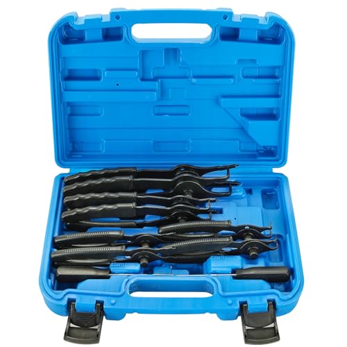 DASBET Snap Ring Plier Set 11PCS Straight & Bent Retaining Ring Pliers | w/Hook & Pick Heavy Duty Internal External Pliers .038in-.09in Circlip Combination Retaining Clip for Car Trunk Motorcycle - color: Blue