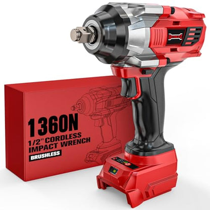 DIYtoolifz Cordless Impact Wrench 1/2” Compatible with Milwaukee 18v Battery(Bare Tool), 1000FT-LBS High Torque Impact Driver, Electric Impact Gun with LED Light, Variable Speeds, 4-Speed Control