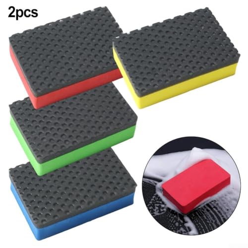 2Pcs Clay Bar Sponge Pad Kit For Car Detailing And Polishing Removes Brake Dust Dirt And Leaves Suitable For Paint Glass And Wheel Surfaces(Yellow) - size: Yellow
