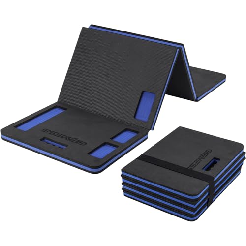 Foldable Kneeling Pad, 47.2" Large Supportive Mechanic Mat with Storage Strap & Tool Tray, Extra Thick Comfortable Foam Knee Pad for Gardening, Garage, Workshop Repairing - size: 47.2in-3-Fold