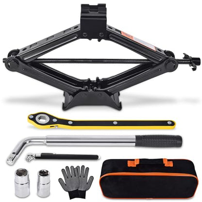 Scissor Car Jack 2 Ton (4409 lbs) Tire Changing Kit with Lug Wrench - Emergency Kit for Car, SUV, MPV - size: 2T