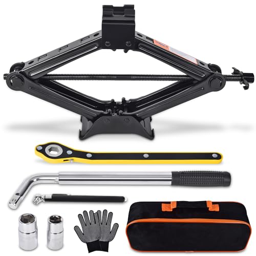 Scissor Car Jack 2 Ton (4409 lbs) Tire Changing Kit with Lug Wrench - Emergency Kit for Car, SUV, MPV - size: 2T