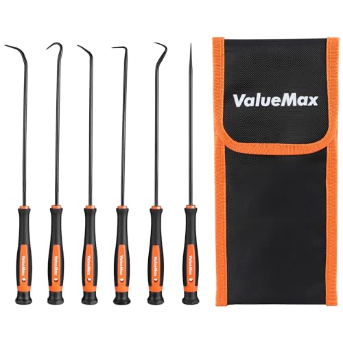 ValueMax Pick and Hook Set, Precision Pick Set with Tool Bag | Carbon Steel, TPR Handle, Automotive/Electronic Repair, O-Ring/Oil Seal Gasket Puller and Remover - size: Small