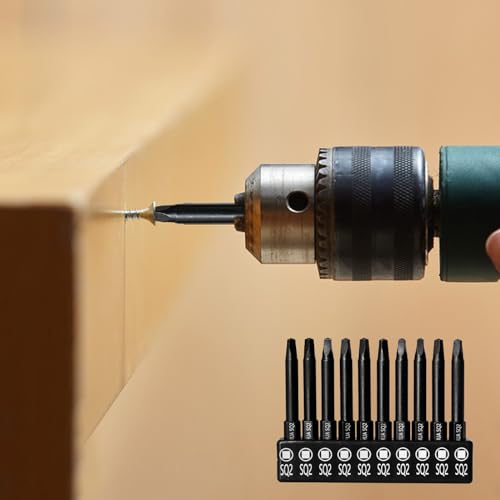 10PCS SQ2 Square Screwdriver Bits, 2.3" Long Magnetic Heads Square Drive Bits, 1/4" Diameter Hex Head Square Allen Wrench Drill Bit Set for Repair Furniture - style: C. Square Screwdriver Bits