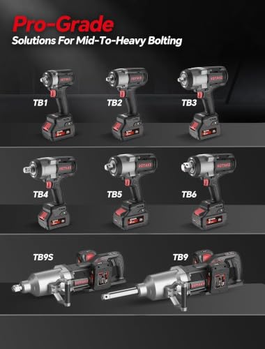 ROTAKE 20V Mid-Torque 1/2" Cordless Impact Wrench Kit, 880 FT-LBS, TB2 | 5.0Ah Battery, Brushless Motor, 3-in-1 Unibody Hammer Housing, Soft Start, Forward LED, 4A Rapid Charger, Hard Carrying Case - size: 1/2" (880 ft-lbs) TB2
