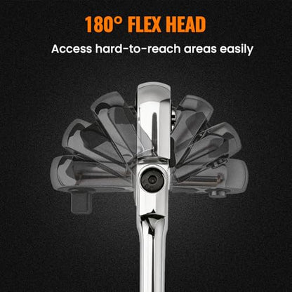 6-Piece Flex Head Ratchet Wrench Set, 1/4", 3/8", 1/2" Drive, 90T Quick-Release Reversible with Extension Bars for Tight Spaces - size: Combo Kit(1/4" & 3/8" & 1/2")