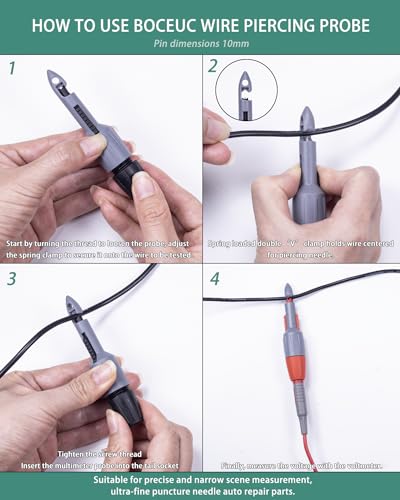Insulation Piercing Clips Set Heavy Duty 2 Pcs Wire Piercing Probe for 4mm Banana Plug Multimeter Test Leads Multi Testers Needle Accessories - size: 4mm Plug