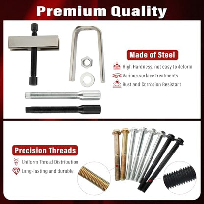 Steering Wheel Puller Kit Steering Wheel Lock Plate Removal Tool | 4 sets of cap screws Made of Steel Fit for most domestic and imported cars Easy Storage