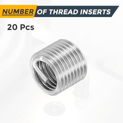 HARFINGTON 20pcs Wire Thread Repair Inserts M14 x 2 x 1.5D (21mm) Metric 304H Stainless Steel Helical Coiled Wire Screw Threaded Sleeve Sheath for Automotive Repairs - size: M14 x 2 x 1.5D